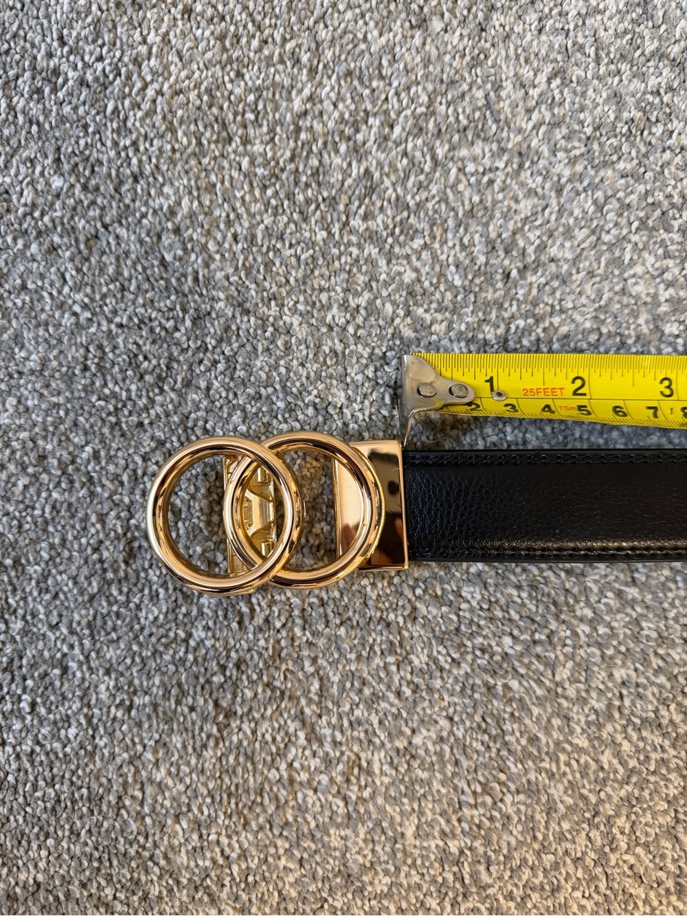 LIKE NEW! Bella Belts Black Leather Women's Belt with Gold Double-Ring Buckle